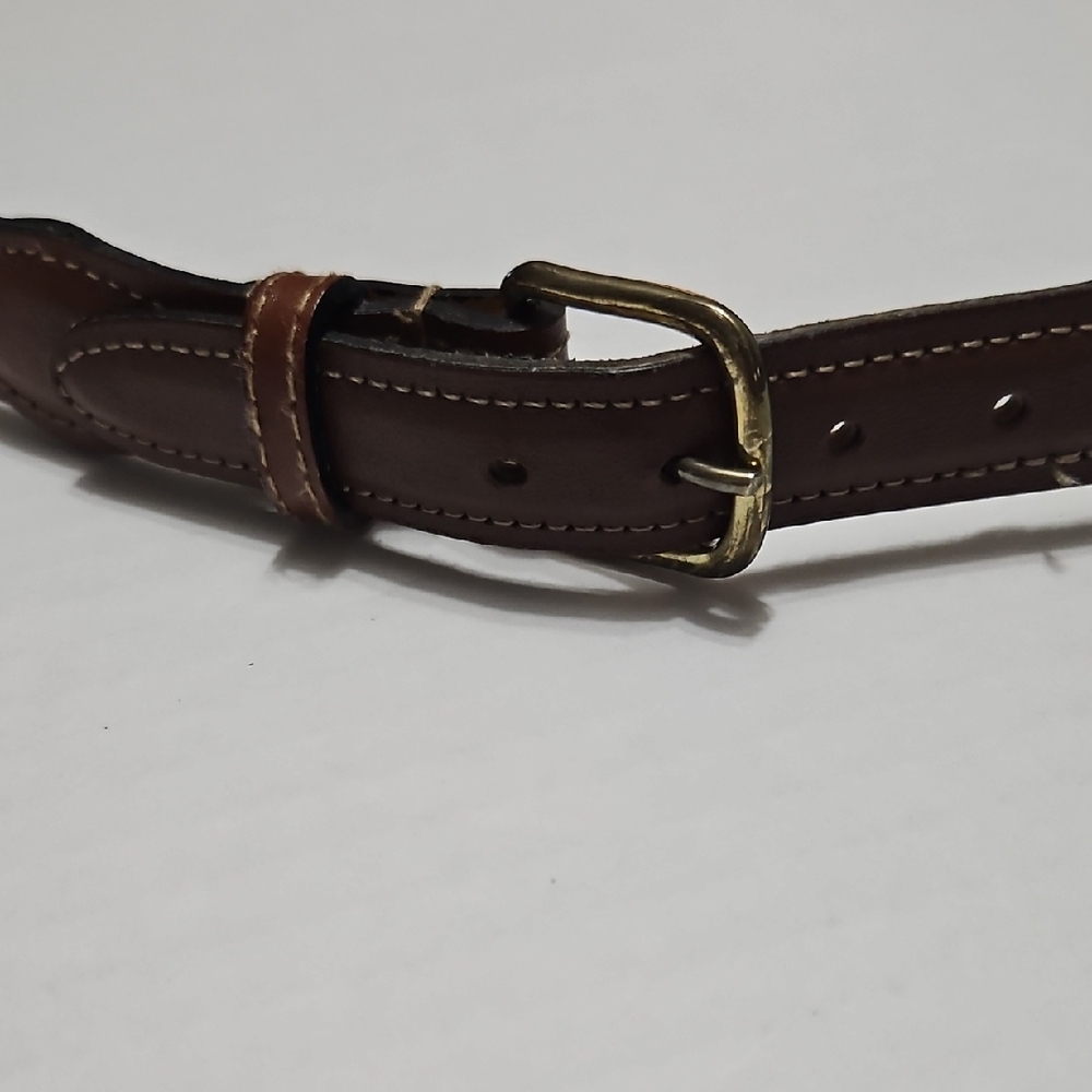 Brown Leather & Green Men's Belt Size L